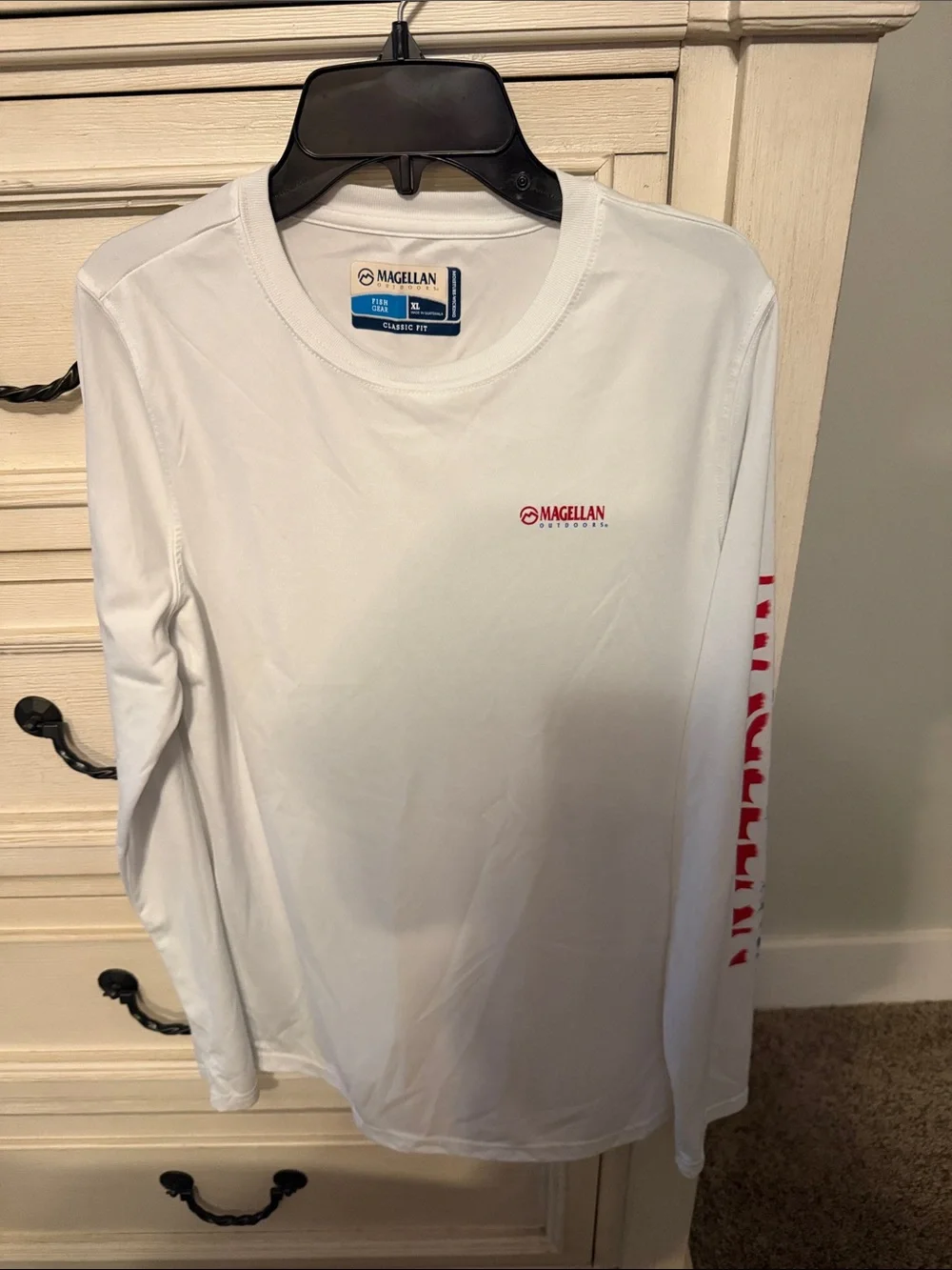 Magellan Outdoors White Long-Sleeve Swim Coverup with Red Logo
